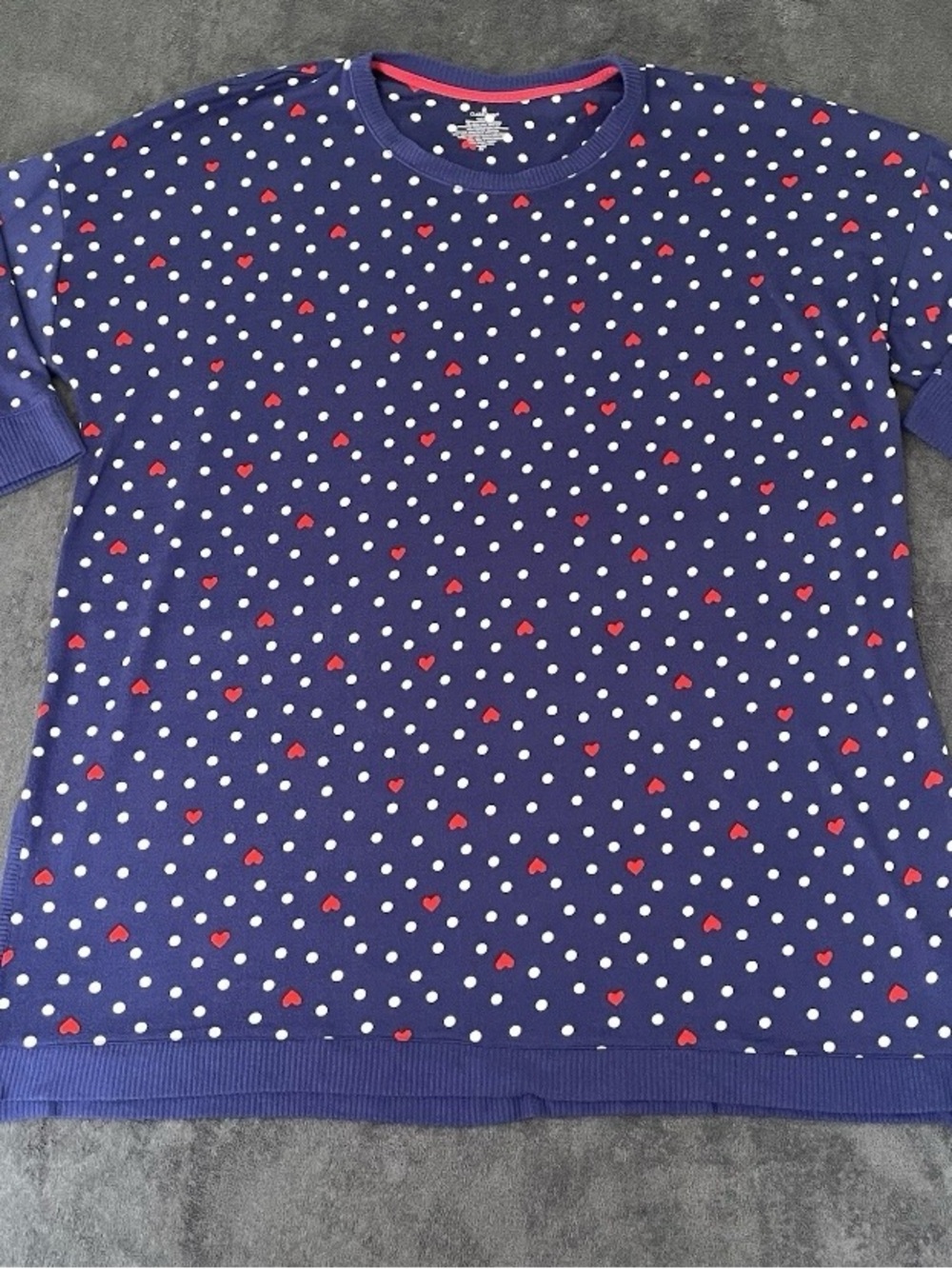 Soft Cozy Pajama Sleep Shirt Womens 3X Heart Pattern Valentines Day Cuddle Duds